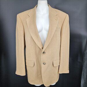 Stafford Camel Hair Sport Coat Blazer Mens 42R Beige Two Button Lined Jacket